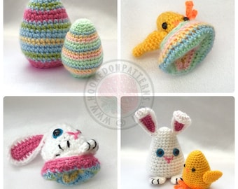 Easter Egg Flips Bunny and Chick Crochet Pattern - PDF Download in English Only