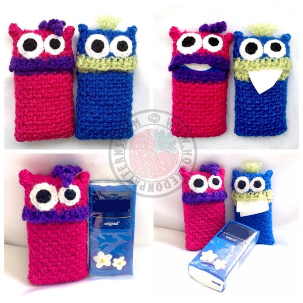 Tissue Monsters - Fun pocket tissue covers- Crochet PDF Pattern