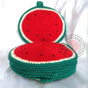 Sliced Watermelon Placemat Set Crochet PDF Pattern in English Only image 3