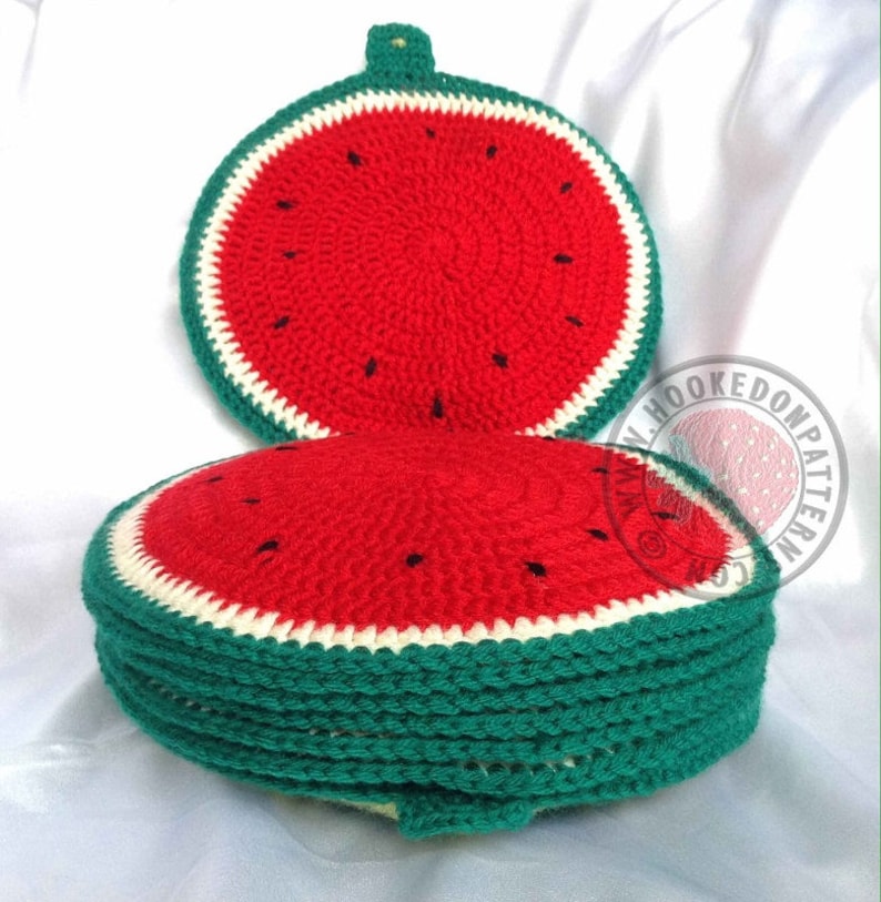 Sliced Watermelon Placemat Set Crochet PDF Pattern in English Only image 3