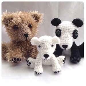 Amiani - Mei the Panda Bear & Friends - amigurumi - Polar Brown Black and Teddy - Crochet PDF Pattern