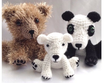 Amiani - Mei the Panda Bear & Friends - amigurumi - Polar Brown Black and Teddy - Crochet PDF Pattern