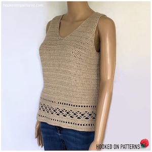 Tank Top Crochet Pattern - Callie Lattice Hem Vest Top - Beginner Friendly Easy Crochet Tank Top - PDF Download in ENGLISH ONLY
