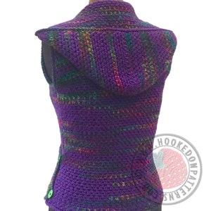 Kiko Cross Front Hooded Vest Size S, M, L, XL, 2XL, 3XL Crochet PDF pattern image 4