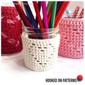 Heart Jar Cozy Candle Cover Crochet Pattern Valentines Jar Cosy PDF Pattern Download in English Only image 3