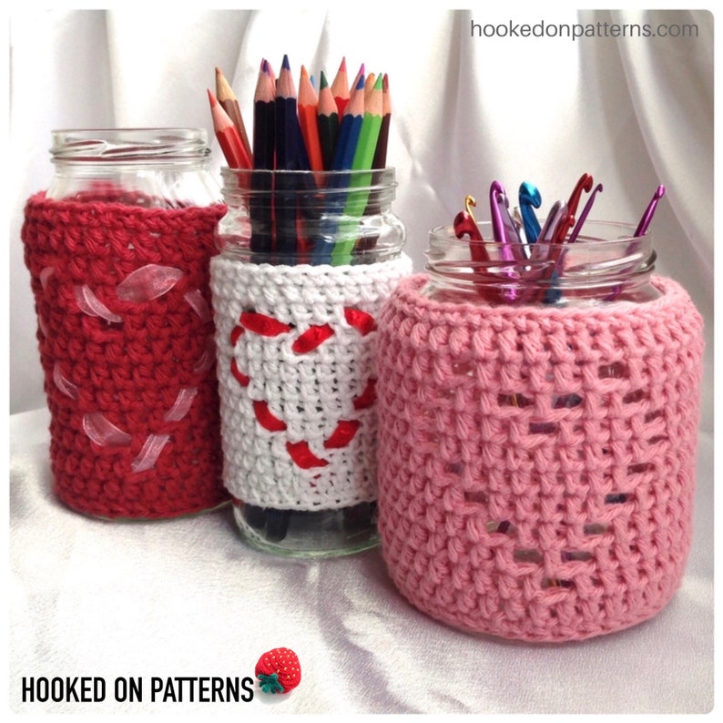 Heart Jar Cozy Candle Cover Crochet Pattern Valentines Jar Cosy PDF Pattern Download in English Only image 6