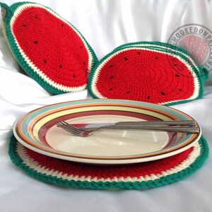 Sliced Watermelon Placemat Set Crochet PDF Pattern in English Only image 2