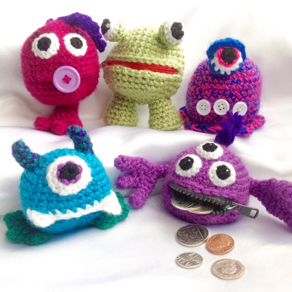 Crochet Coin Purse Money Monsters - Crochet PDF Pattern in English Only