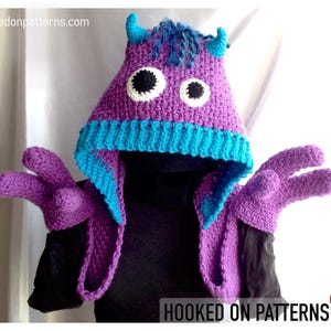 Snuggle Monsters - Hooded Scarf with Hand Pockets - Crochet PDF Pattern in English ONLY