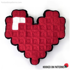 Pixel Heart Pillow Crochet Pattern PDF Download in ENGLISH ONLY Crochet your own Heart Shaped Cushion for Valentine's Day image 2