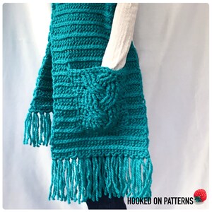 Crochet Pattern PDF download Super Chunky Textured Scarf with Cable Stitch Pockets Stylish Oversized Scarf image 3