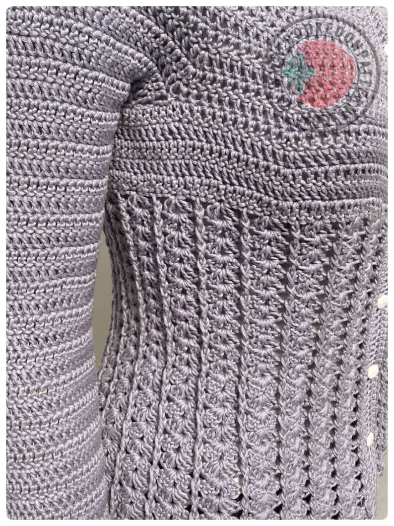 Kamila Fitted Cardigan Size S, M, L, XL, 2XL, 3XL Crochet PDF Pattern in English Only image 3