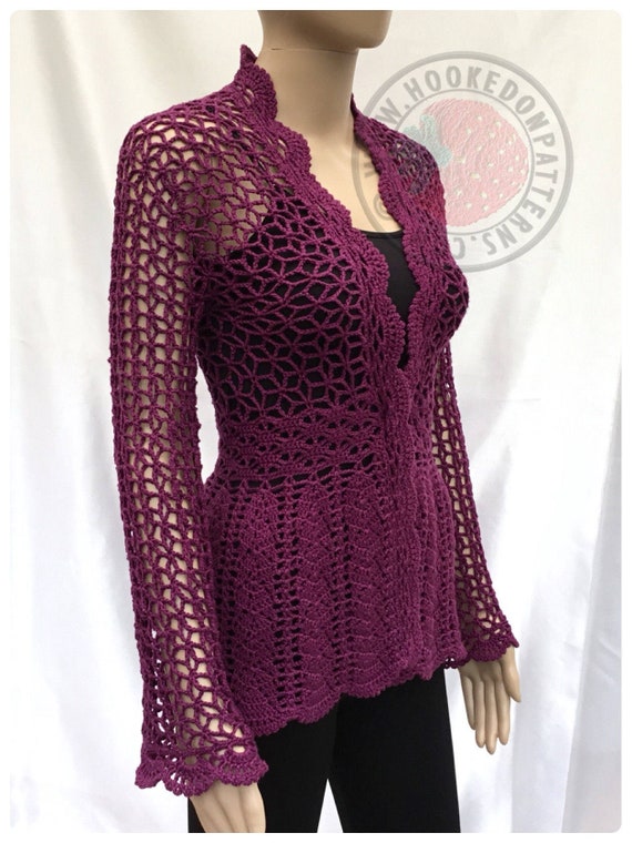 Floral Lace Cardigan Flory Crochet PDF Pattern Sizes S - Etsy