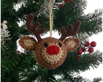 Crochet Reindeer Bauble Pattern - Christmas Tree Ornament (PDF Download in English Only)