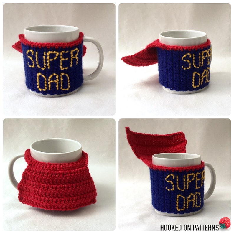 Fathers Day Gift Crochet Pattern Super Dad Mug Cosy Crochet PDF Pattern Download in English Only image 1