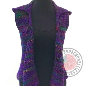 Kiko Cross Front Hooded Vest Size S, M, L, XL, 2XL, 3XL Crochet PDF pattern image 3