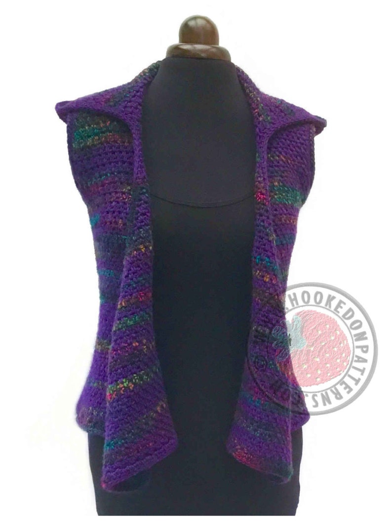 Kiko Cross Front Hooded Vest Size S, M, L, XL, 2XL, 3XL Crochet PDF pattern image 3