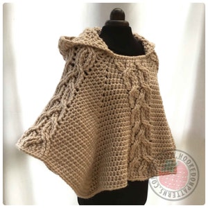 Milena Twist Cable Hooded Poncho - Crochet PDF Pattern - ENGLISH ONLY - Crochet Poncho Pattern - Make your own