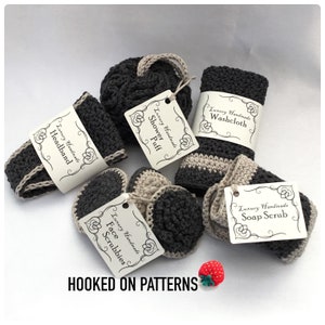 Luxury Bathroom Spa Gift Set Crochet Pattern eBook Shower Puff, Washcloth, Headband, Soap Scrub, Face Scrubbies PDF in ENGLISH ONLY image 2