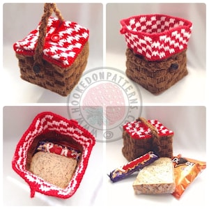 Picnic Basket Lunch Bag - Crochet PDF Pattern