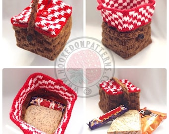 Picnic Basket Lunch Bag - Crochet PDF Pattern