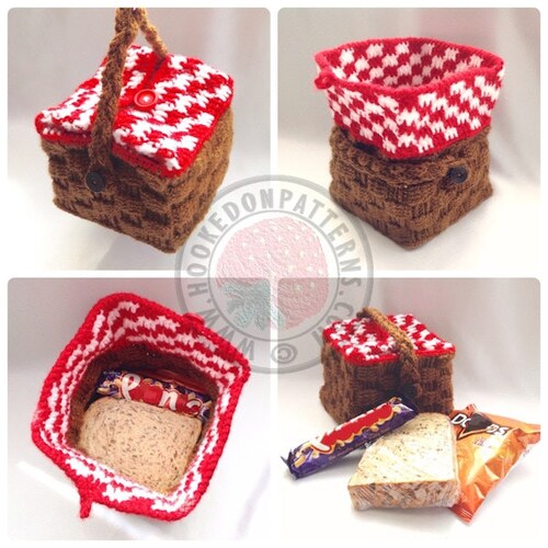Picnic Basket Lunch Bag Crochet PDF Pattern Etsy