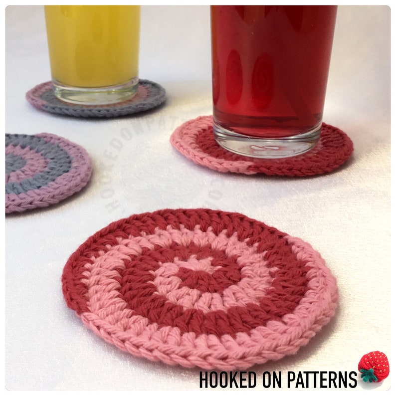 Candy Swirl Coasters Spiral Coaster Crochet Pattern Crochet PDF Pattern Download in English ONLY image 1