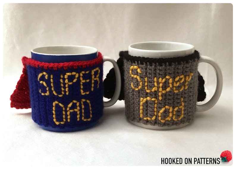 Fathers Day Gift Crochet Pattern Super Dad Mug Cosy Crochet PDF Pattern Download in English Only image 2