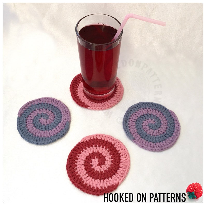 Candy Swirl Coasters Spiral Coaster Crochet Pattern Crochet PDF Pattern Download in English ONLY image 3