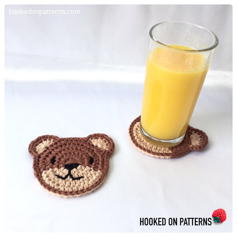 Teddy Bear Coasters Crochet Pattern PDF download in ENGLISH ONLY Bear Shaped Crochet Coasters for Children and Parties image 6