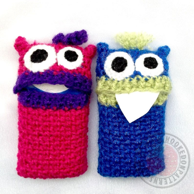 Tissue Monsters Fun pocket tissue covers Crochet PDF Pattern image 2