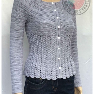 Kamila Fitted Cardigan Size S, M, L, XL, 2XL, 3XL Crochet PDF Pattern in English Only image 4