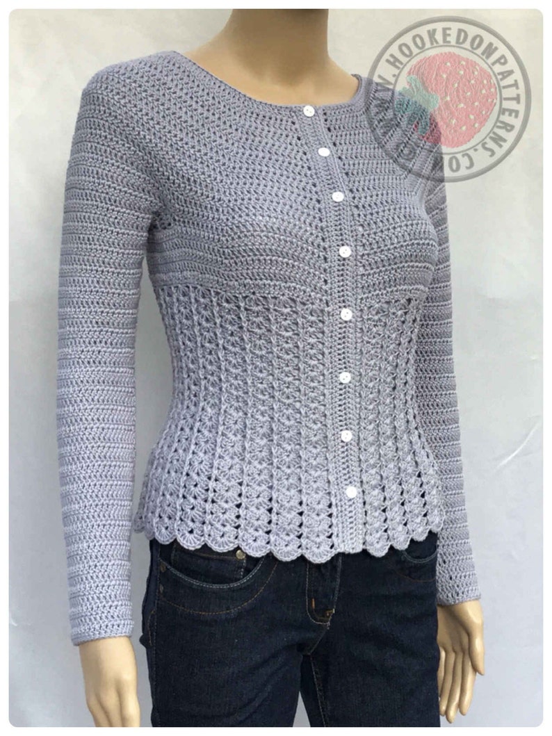 Kamila Fitted Cardigan Size S, M, L, XL, 2XL, 3XL Crochet PDF Pattern in English Only image 4