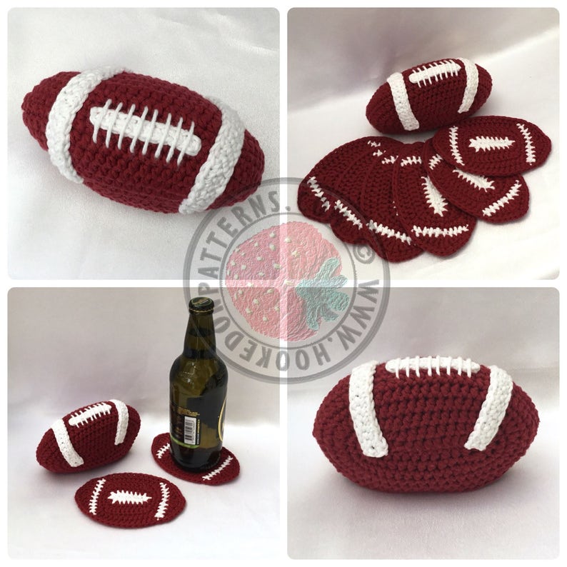 Football Coaster Set American Crochet Pattern PDF Download in English Only image 2