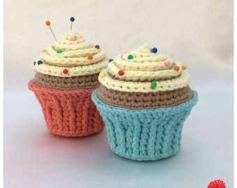 Cupcake Pin Cushion Crochet Pattern - PDF download in ENGLISH ONLY - Cupcakes Play Food