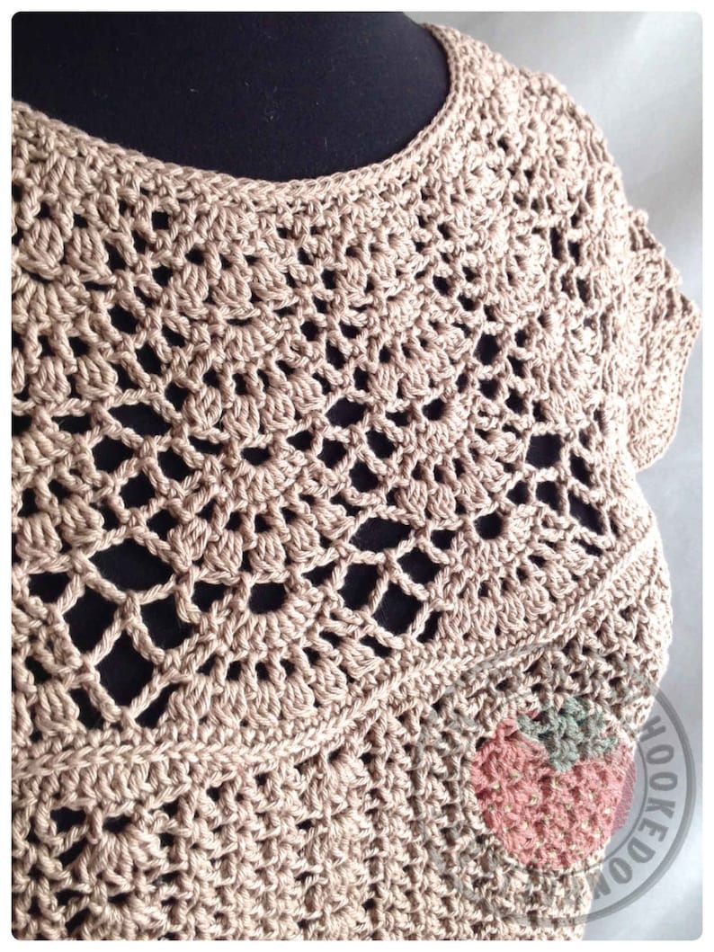 Bellissa Tucked Hem Top Size S, M, L, XL, 2XL, 3XL Crochet Pattern PDF Download in ENGLISH Only image 2