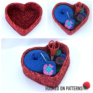 Heart Coaster Crochet Pattern and Heart Basket Crochet Pattern PDF Download in English ONLY Valentine's Day Crochet Gift Ideas image 7