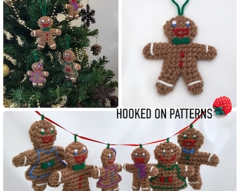 Gingerbread Christmas Ornaments Crochet Pattern - Gingerbread Man and Woman Cookie - Festive Decorations - Digital Download PDF Pattern Only