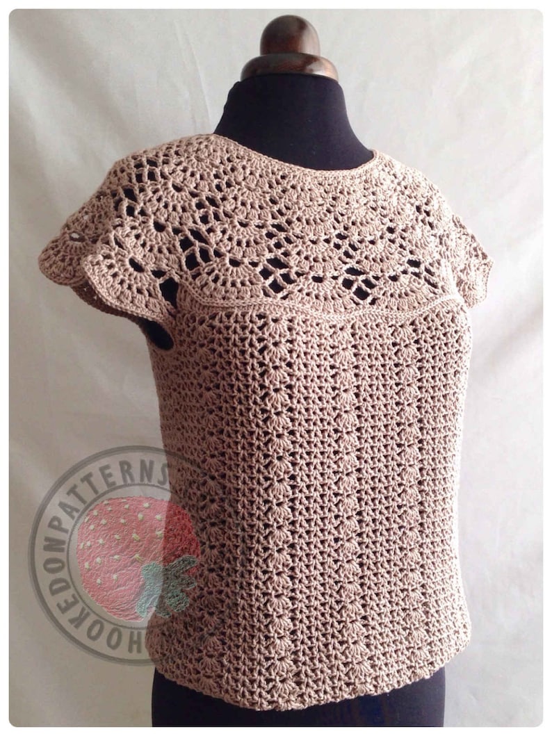 Bellissa Tucked Hem Top Size S M L XL 2XL 3XL Crochet image 0