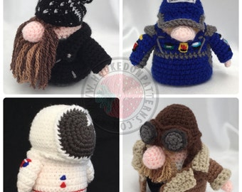 A Gonk's Journey - Transport Museum Gonks 4 Outfit Expansion Pack for Santa Gonk - Crochet Pattern PDF Download - OUTFITS ONLY
