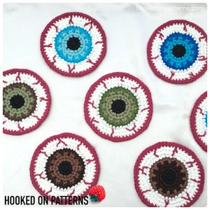 Eyeball Coasters Crochet Pattern PDF Pattern Digital Download Creepy Spooky Decorations Halloween Crochet Ideas image 2