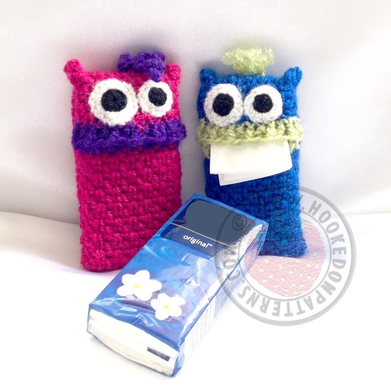 Tissue Monsters Fun pocket tissue covers Crochet PDF | Etsy