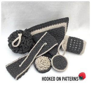 Luxury Bathroom Spa Gift Set - Crochet Pattern eBook - Shower Puff, Washcloth, Headband, Soap Scrub, Face Scrubbies - PDF in ENGLISH ONLY