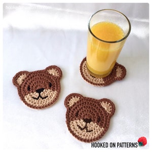 Teddy Bear Coasters Crochet Pattern PDF download in ENGLISH ONLY Bear Shaped Crochet Coasters for Children and Parties image 2