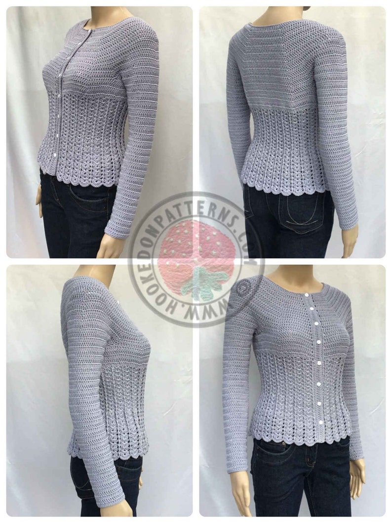 Kamila Fitted Cardigan Size S, M, L, XL, 2XL, 3XL Crochet PDF Pattern in English Only image 5