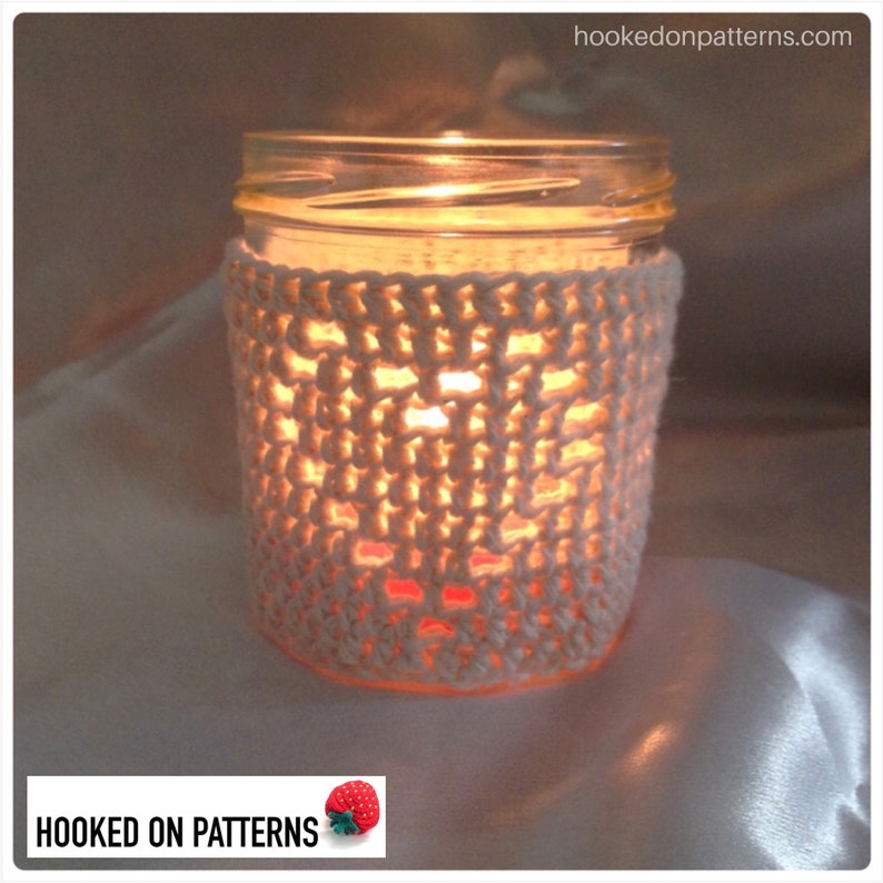 Heart Jar Cozy Candle Cover Crochet Pattern Valentines Jar Cosy PDF Pattern Download in English Only image 4