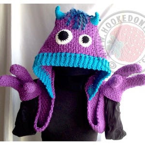 Snuggle Monsters Hooded Scarf with Hand Pockets Crochet PDF Pattern image 2