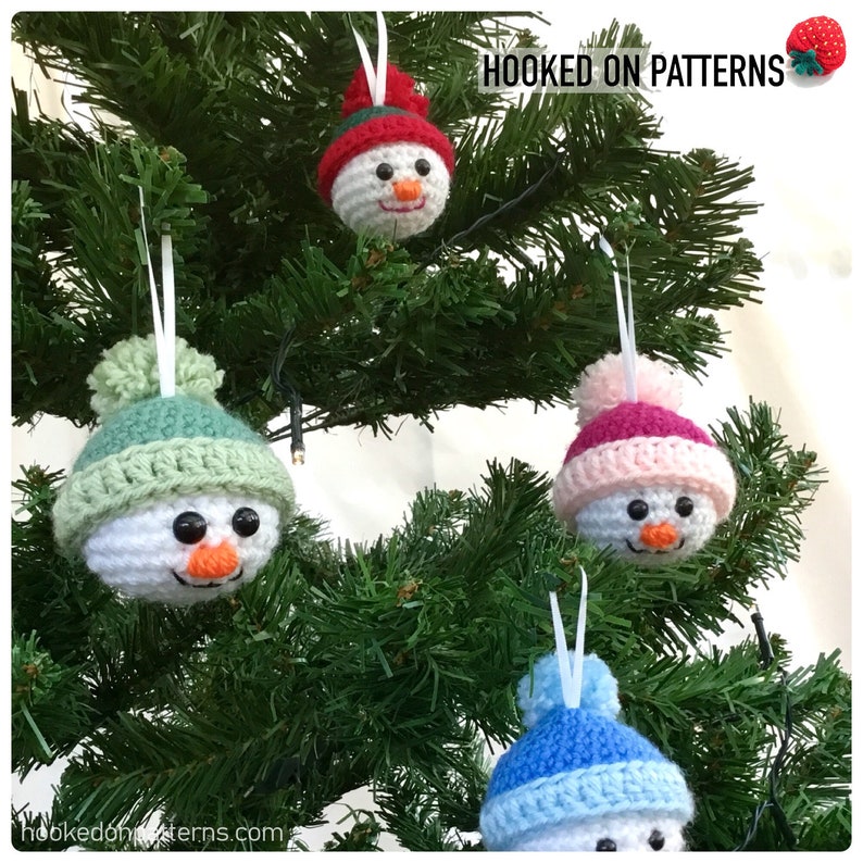 Crochet Snowman Bauble Pattern PDF Pattern Digital Download in English Only Festive Tree Decorations Christmas Crochet Ideas image 7