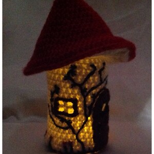 Toadstool Fairy House Jar Light Crochet PDF Pattern image 3