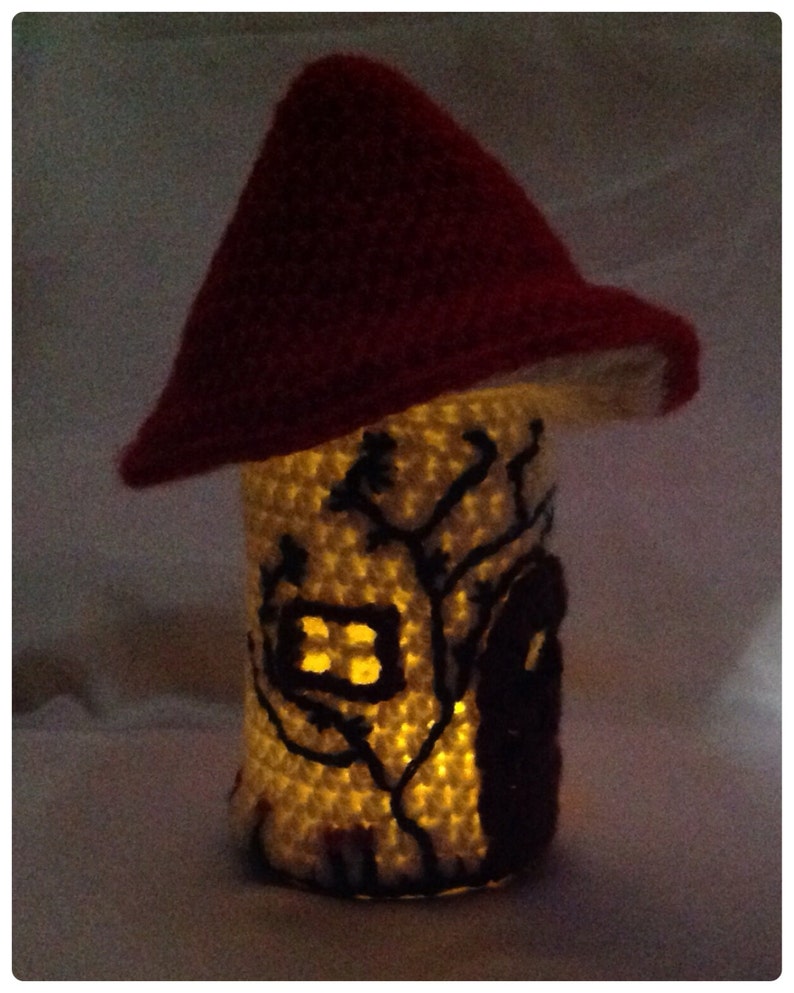 Toadstool Fairy House Jar Light Crochet PDF Pattern image 3